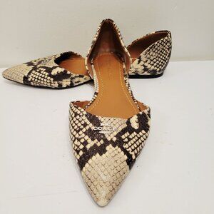 Coach Pointed Toe Slip On Flats Women Snake Print Logo Shoes Career Sz 7.5B